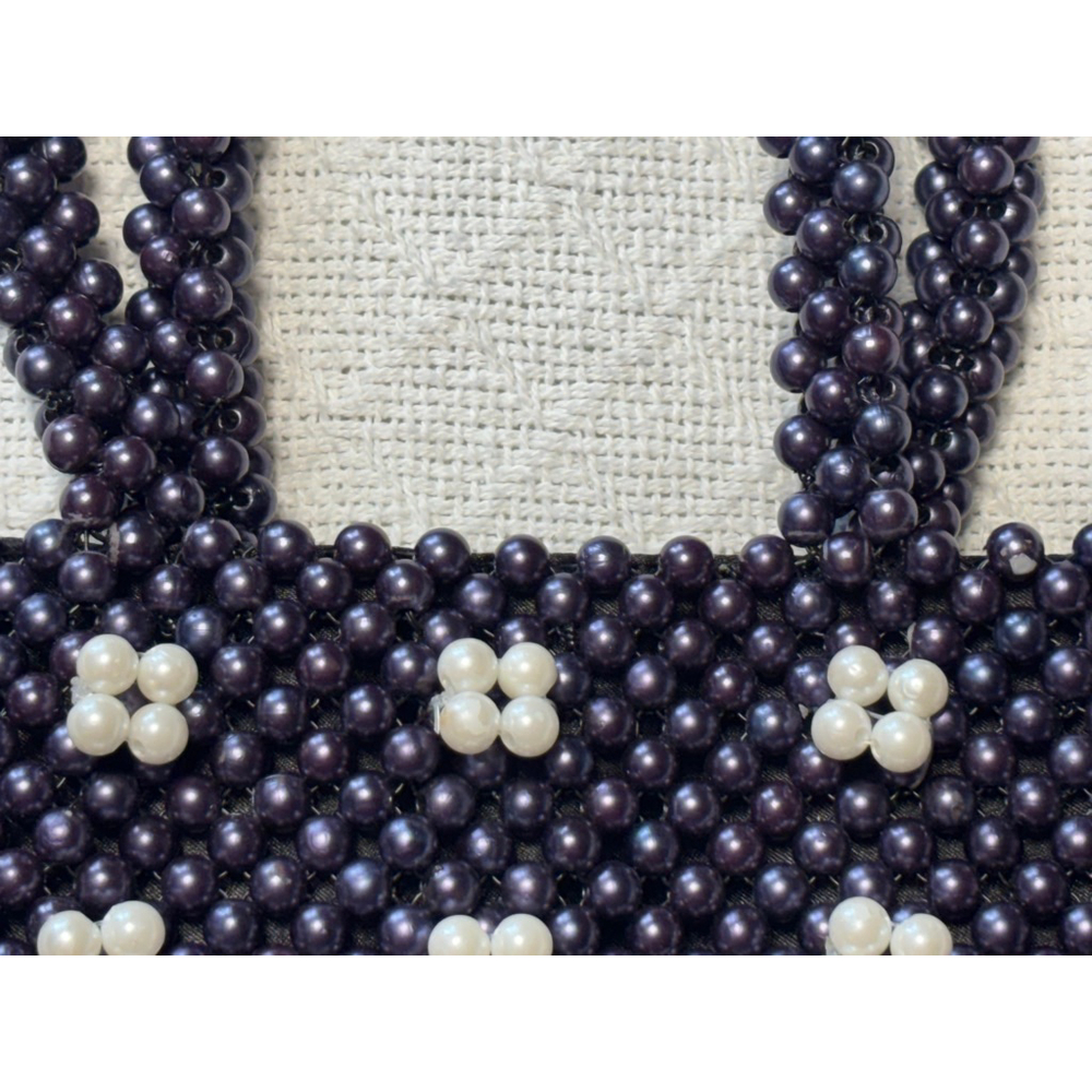 Preloved Purple & Ivory La Regale Made In India Beaded Mini Box Bag - Picture 8 of 9